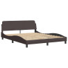 Estrutura de cama sem colchão 160x200 cm tecido castanho-escuro 5