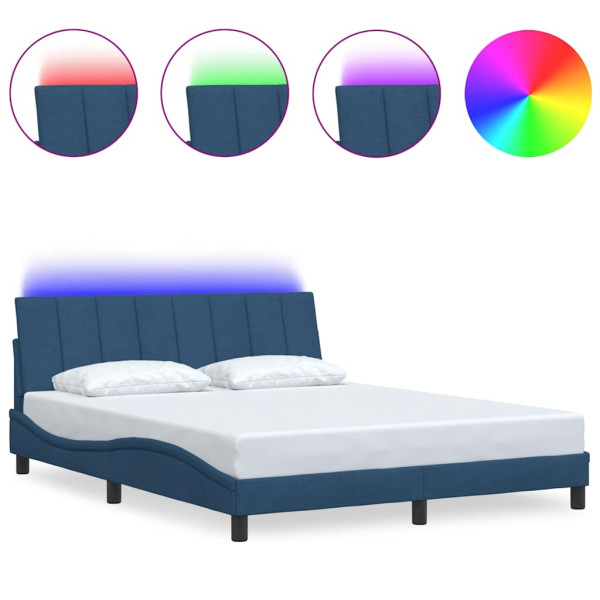 Estrutura de cama sem colchão 160x200 cm tecido azul M 2
