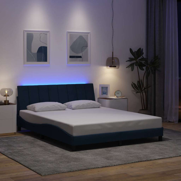 Cama sin colchón tela azul 160x200 cm M 4