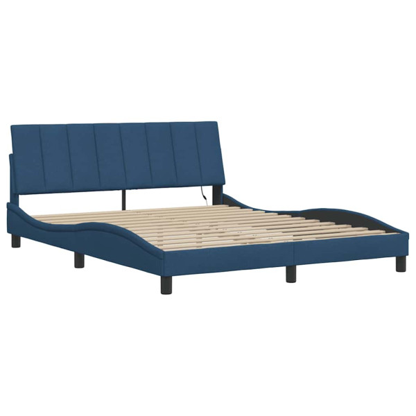 Estrutura de cama sem colchão 160x200 cm tecido azul M 5