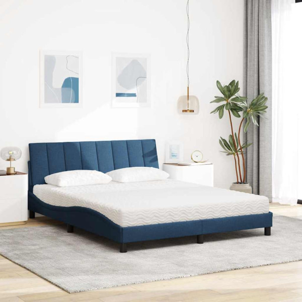Cama com colchão 160x200 cm tecido azul M 3