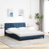 Cama con colchón de tela azul 160x200 cm 3