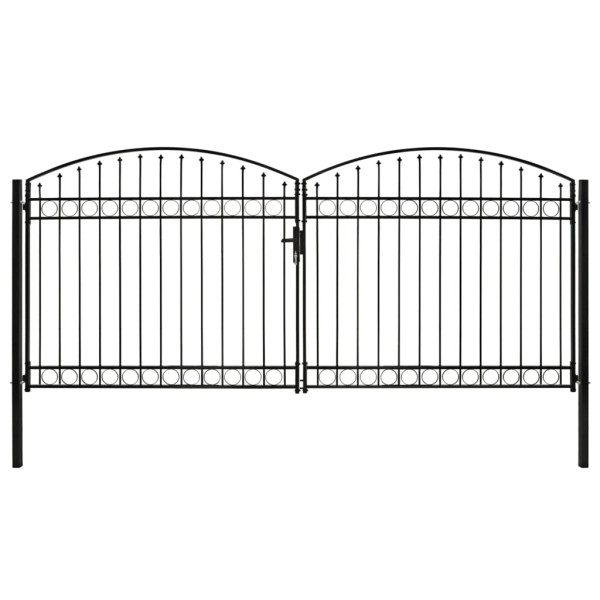 Cancela de valla doble puerta con arco 400x200 cm acero negro D