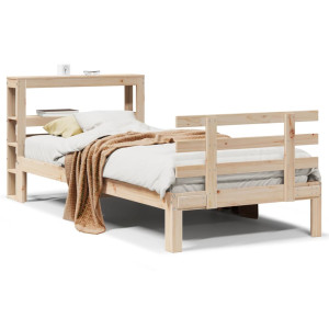 Estructura de cama con cabecero madera maciza pino 90x190 cm H