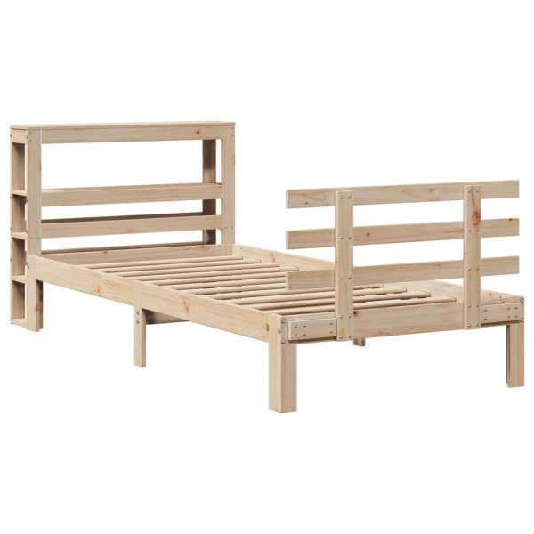 Estructura de cama con cabecero madera maciza pino 90x190 cm M 3
