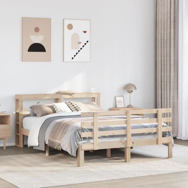 Estructura de cama con cabecero madera maciza pino 120x190 cm D