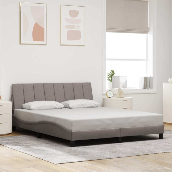 Cama sin colchón tela gris taupe 160x200 cm D