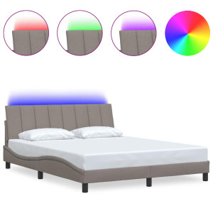 Cama sem colchão 160x200 cm tecido castanho-acinzentado H