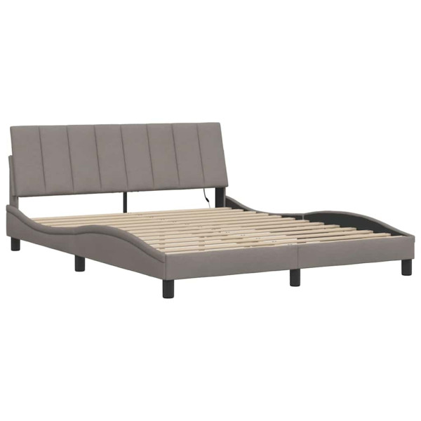 Cama sem colchão 160x200 cm tecido castanho-acinzentado M 5