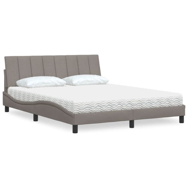 Cama con colchón de tela gris taupe 160x200 cm D