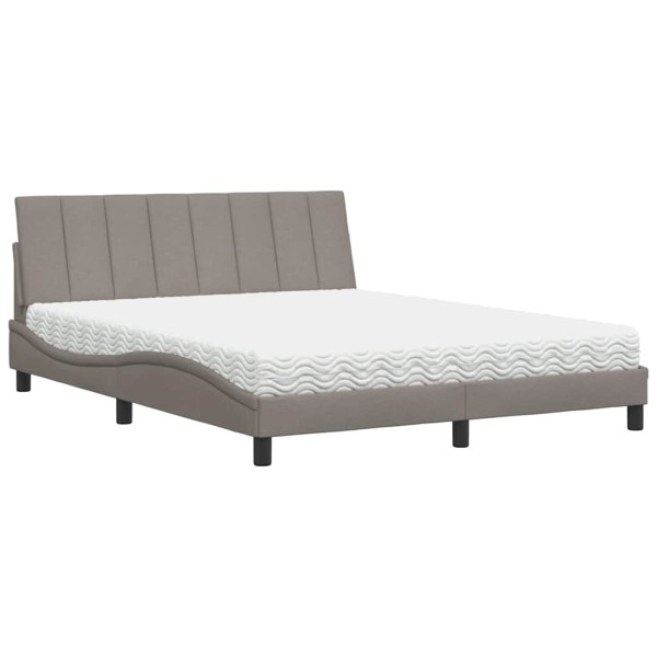 Cama con colchón de tela gris taupe 160x200 cm M 2
