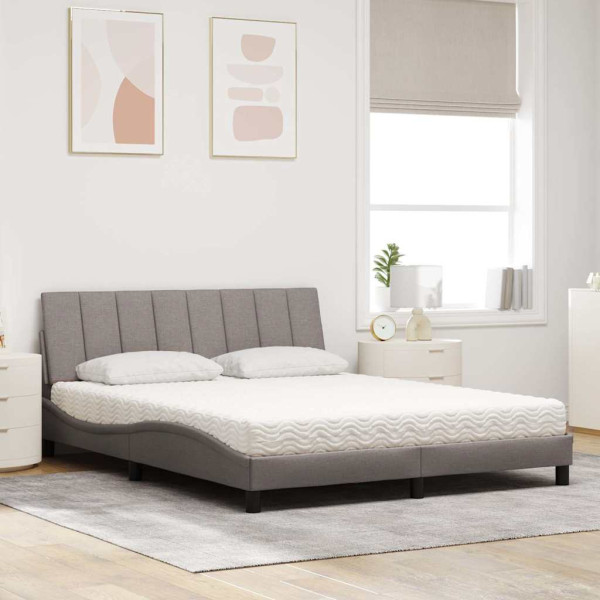 Cama com colchão 160x200 cm tecido castanho-acinzentado M 3