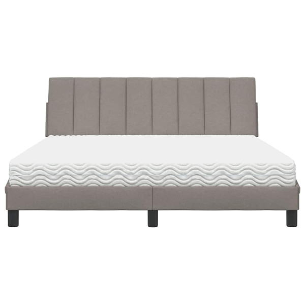 Cama con colchón de tela gris taupe 160x200 cm M 5