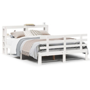 Estrutura cama c/ cabeceira 120x190 cm pinho maciço branco H