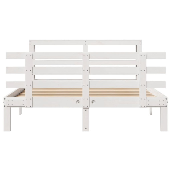 Estrutura cama c/ cabeceira 120x190 cm pinho maciço branco M 4