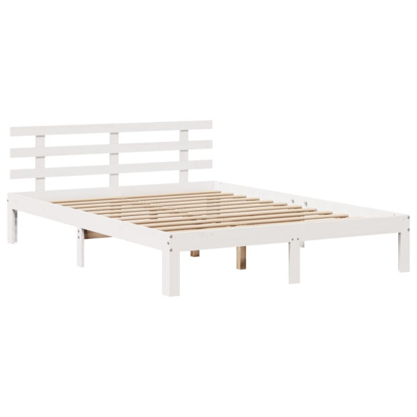Estructura de cama con cabecero madera pino blanco 120x190 cm M 5
