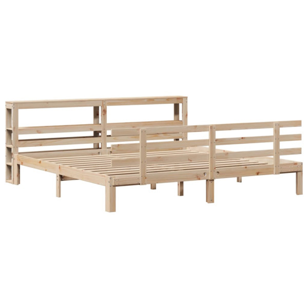 Estructura de cama con cabecero madera maciza de pino 200x200cm M 3