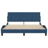 Estrutura de cama sem colchão 160x200 cm tecido azul 4