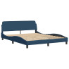 Estrutura de cama sem colchão 160x200 cm tecido azul 5