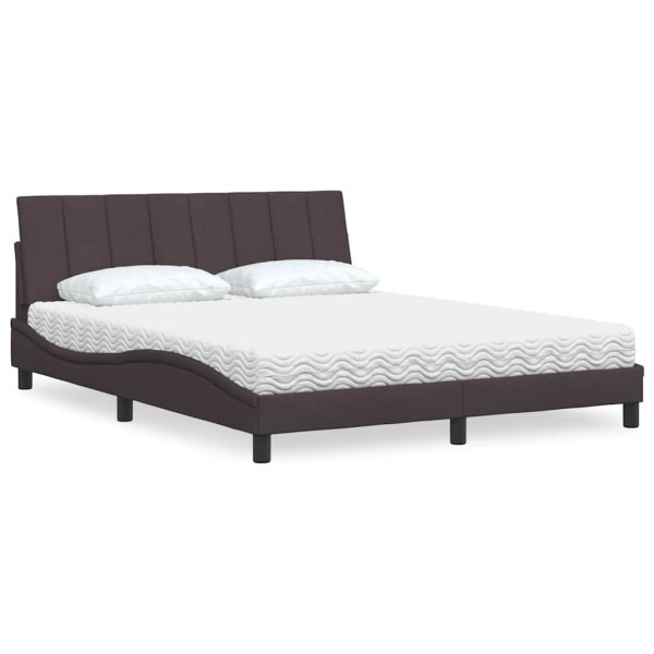 Cama con colchón de tela marrón oscuro 160x200 cm D