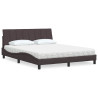 Cama con colchón de tela marrón oscuro 160x200 cm 1