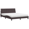Cama con colchón de tela marrón oscuro 160x200 cm 2