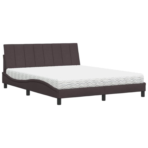 Cama com colchão 160x200 cm tecido castanho-escuro M 4