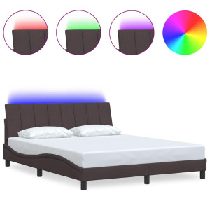Estrutura de cama sem colchão 160x200 cm tecido castanho-escuro H