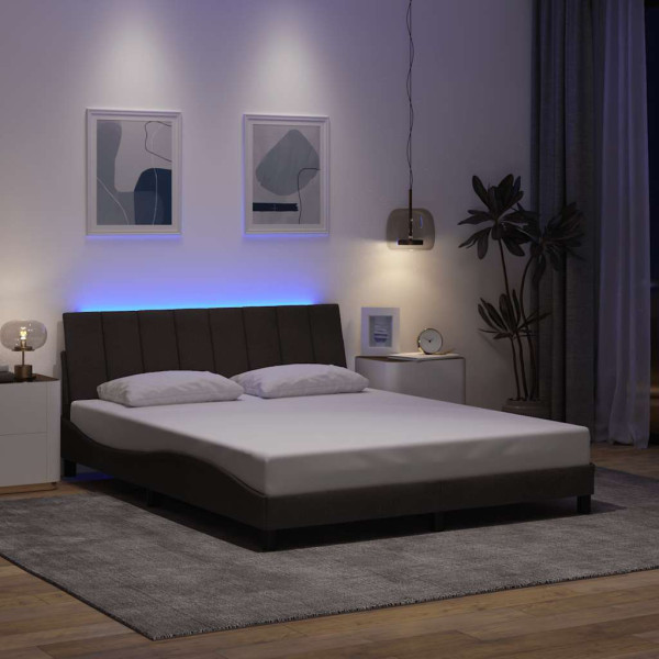 Estrutura de cama sem colchão 160x200 cm tecido castanho-escuro M 4