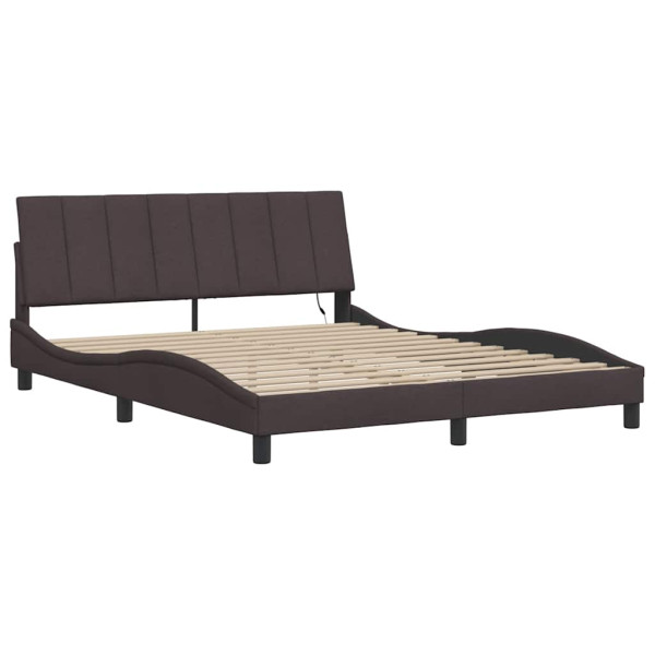 Cama sin colchón de tela marrón oscuro 160x200 cm M 5
