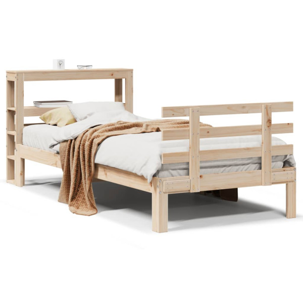 Estructura de cama con cabecero madera maciza pino 75x190 cm M 2