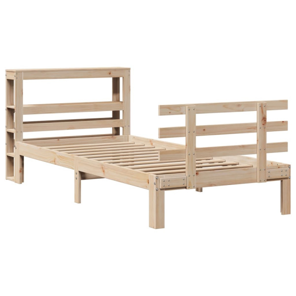 Estrutura de cama com cabeceira 75x190 cm pinho maciço M 3