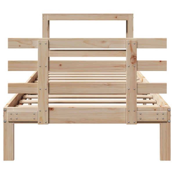 Estructura de cama con cabecero madera maciza pino 75x190 cm M 4