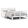Estructura de cama con cabecero madera pino blanco 120x190 cm 2