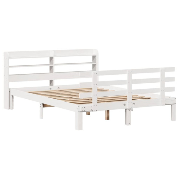 Estrutura cama c/ cabeceira 120x190 cm pinho maciço branco M 3