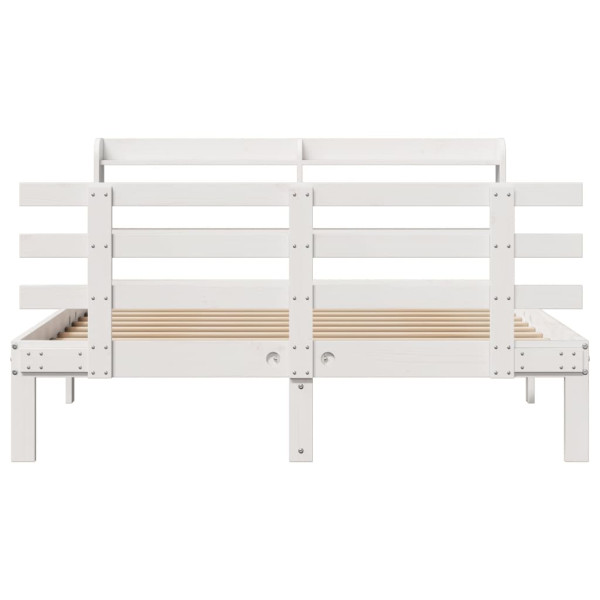 Estructura de cama con cabecero madera pino blanco 120x190 cm M 4