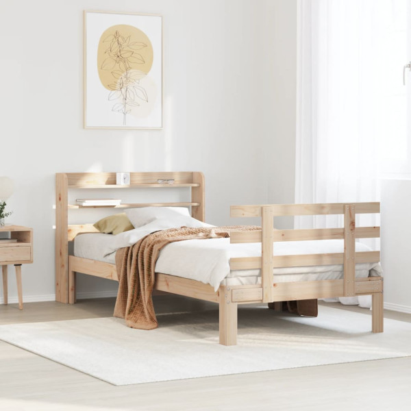 Estrutura de cama com cabeceira 75x190 cm pinho maciço M 3