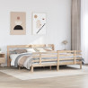 Estructura de cama con cabecero madera maciza de pino 200x200cm 1