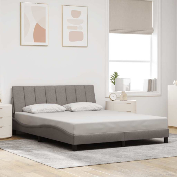 Cama sin colchón tela gris taupe 160x200 cm D