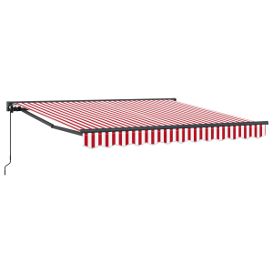 Toldo Retráctil Manual Rayas rojas y blancas 350x250 cm H