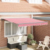 Toldo Retrátil Manual Listrado Vermelho e Branco 350x250 cm 1