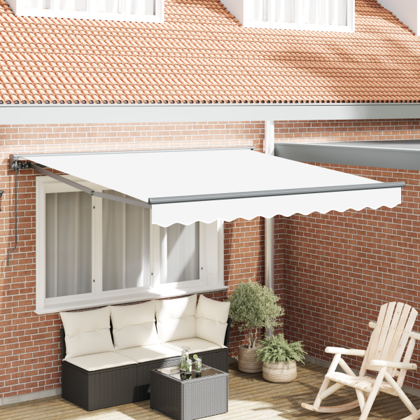 Toldo Retráctil Manual Blanco 350x250 cm Tela D