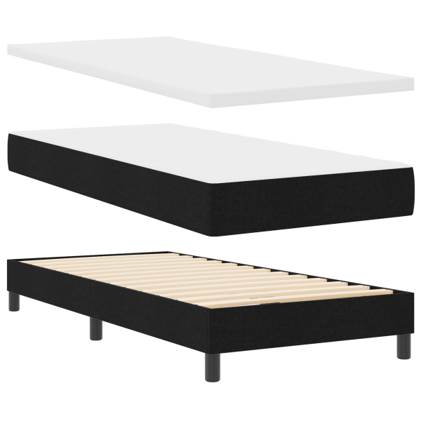 Cama Box com cabeceira Preto 100 x 200 cm Tecido e Espuma M 2