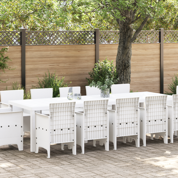 Conjunto de Comedor de Jardín 13 pcs Blanco 300 x 100 x 73 cm D