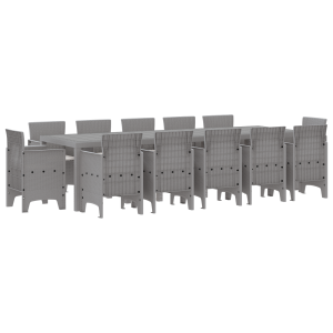 Conjunto de Comedor de Jardín con cojín 13 pcs Gris Claro H