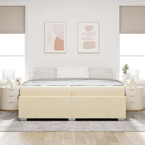 Estructura de cama Crema 200 x 200 cm tela M 5