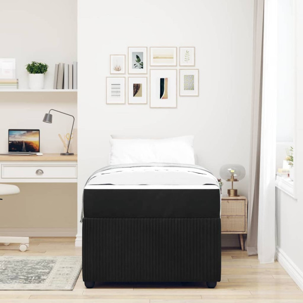 Estrutura de cama com colchão Outros Preto 80 x 200 cm Veludo M 5