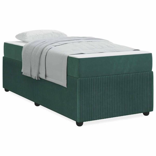 Estrutura de cama com colchão Verde-escuro 80 x 200 cm Veludo M 4