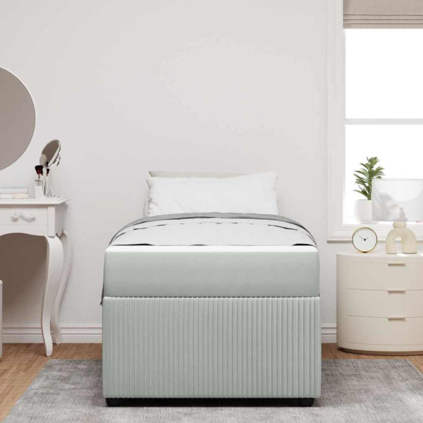 Estrutura de cama com colchão Cinzento-claro 90 x 190 cm Veludo M 5