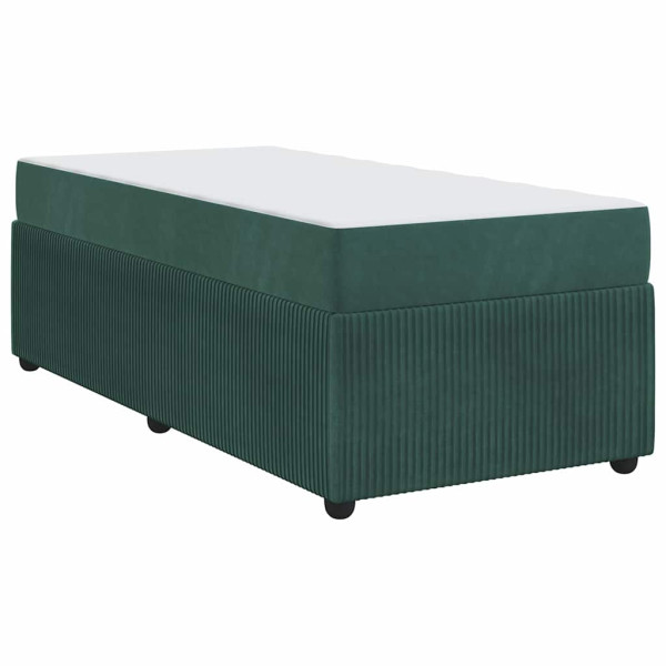 Estrutura de cama com colchão Verde-escuro 90 x 190 cm Veludo M 2
